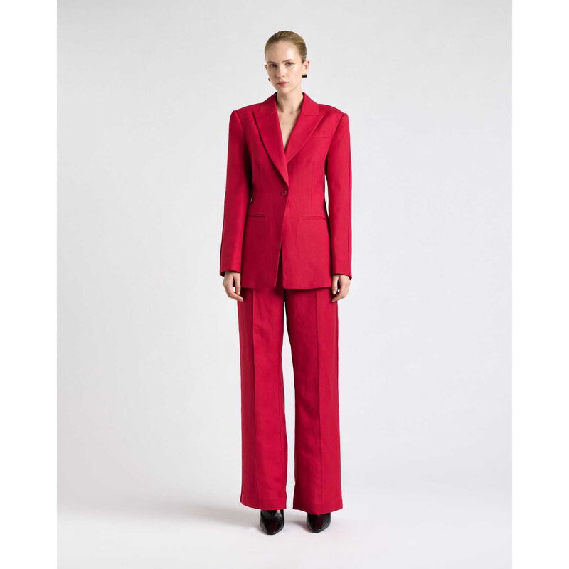 Cue Fuchsia Linen Blend Piped Blazer image number 3